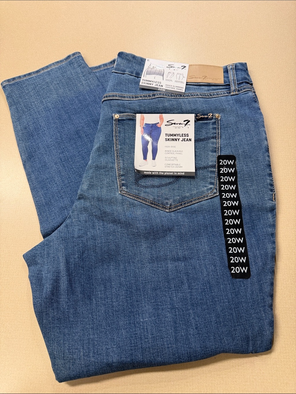 Seven7 Tummyless Skinny Jeans in Medium Blue Size 20W